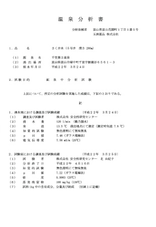 温泉分析書