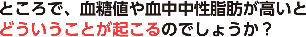 ところで、血糖値や血中中性脂肪が高いとどういうことが起こるのでしょうか？